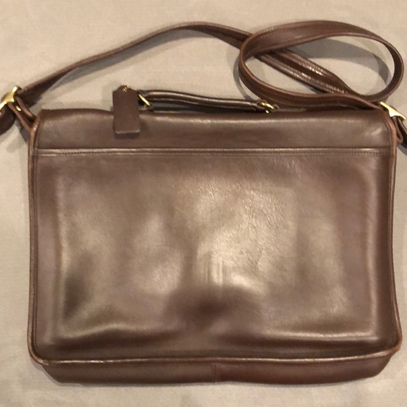 Cognac Brown Leather Coach Briefcase - Picture 2 of 6